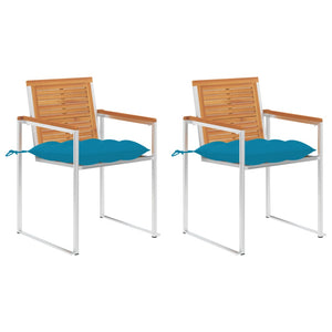 vidaXL Garden Chairs with Cushions 2 pcs. Solid Acacia Wood and Steel