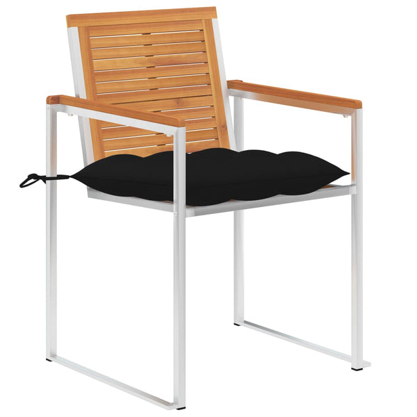 vidaXL Garden Chairs with Cushions 2 pcs. Solid Acacia Wood and Steel
