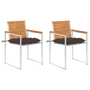 vidaXL Garden Chairs with Cushions 2 pcs. Solid Acacia Wood and Steel