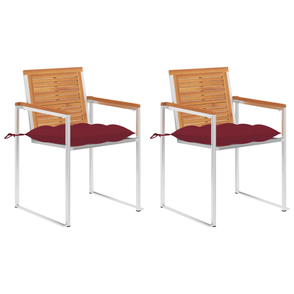 vidaXL Garden Chairs with Cushions 2 pcs. Solid Acacia Wood and Steel