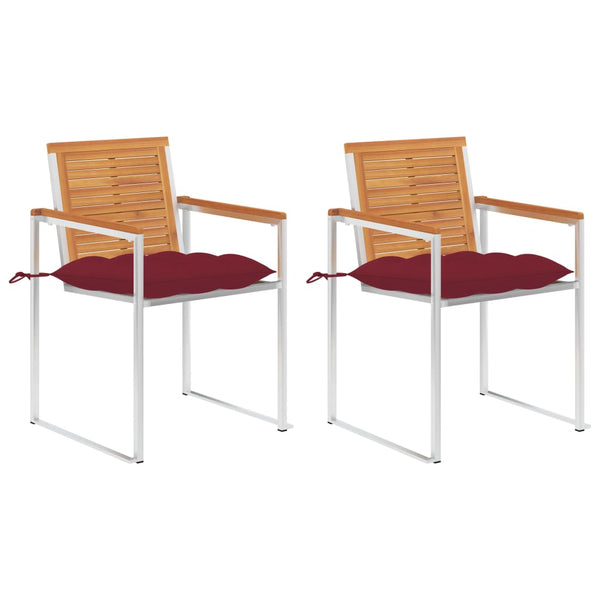 vidaXL Garden Chairs with Cushions 2 pcs. Solid Acacia Wood and Steel