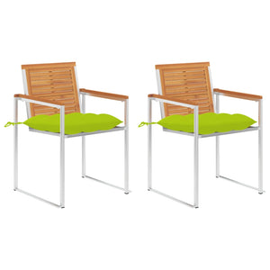 vidaXL Garden Chairs with Cushions 2 pcs. Solid Acacia Wood and Steel