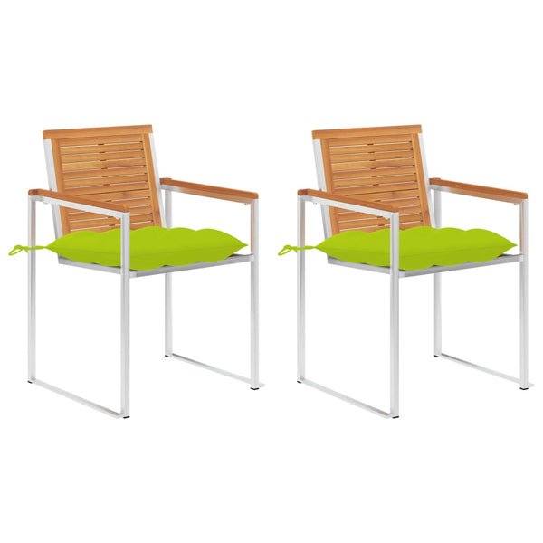 vidaXL Garden Chairs with Cushions 2 pcs. Solid Acacia Wood and Steel