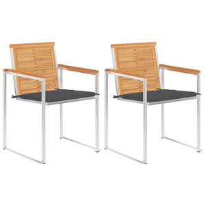 vidaXL Garden Chairs with Cushions 2 pcs. Solid Teak Wood and Steel
