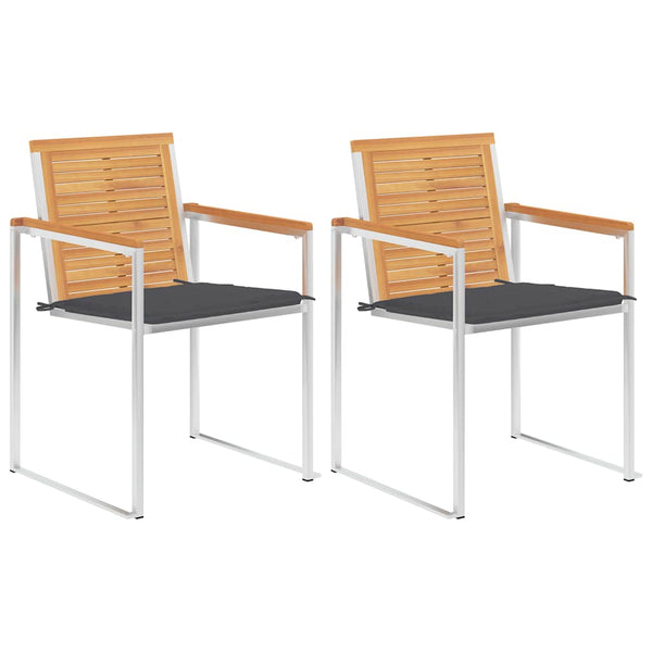 vidaXL Garden Chairs with Cushions 2 pcs. Solid Teak Wood and Steel