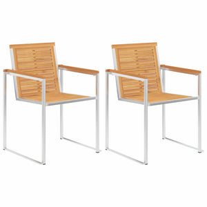 vidaXL Garden Chairs with Cushions 2 pcs. Solid Teak Wood and Steel