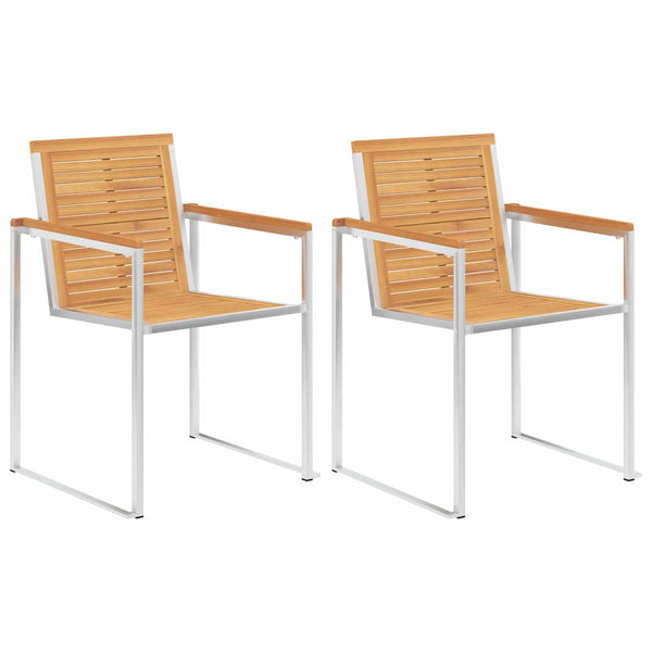 vidaXL Garden Chairs with Cushions 2 pcs. Solid Teak Wood and Steel