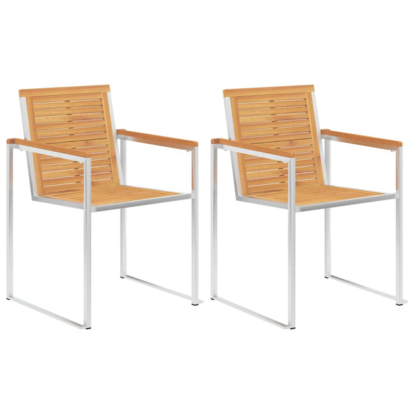 vidaXL Garden Chairs with Cushions 2 pcs. Solid Teak Wood and Steel