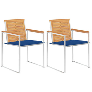 vidaXL Garden Chairs with Cushions 2 pcs. Solid Teak Wood and Steel