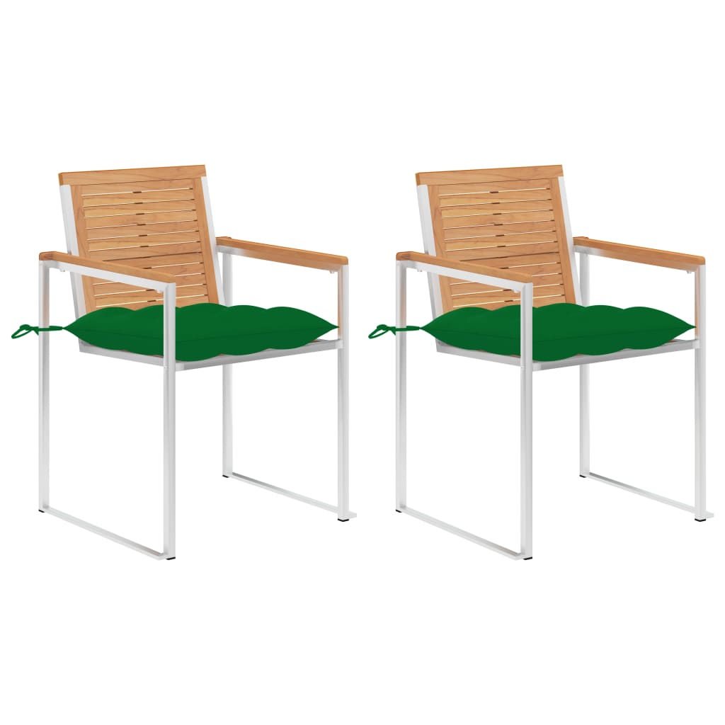 vidaXL Garden Chairs with Cushions 2 pcs. Solid Teak Wood and Steel