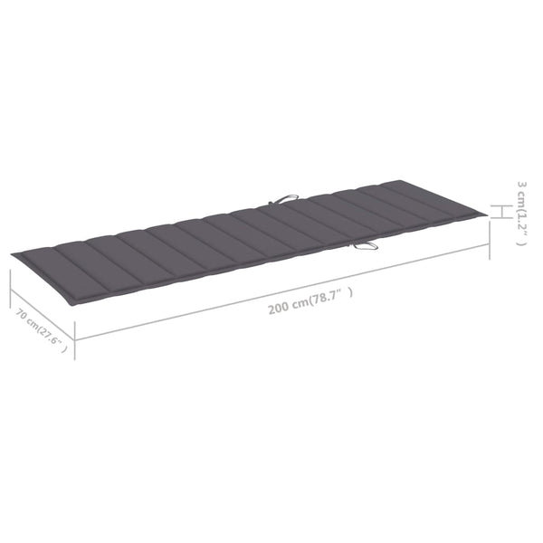 vidaXL Sun Lounger with Cushion Solid Acacia Wood Galvanised Steel