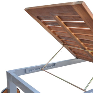 vidaXL Sun Lounger with Cushion Solid Acacia Wood Galvanised Steel