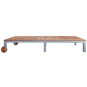 vidaXL Sun Lounger with Cushion Solid Acacia Wood Galvanized Steel
