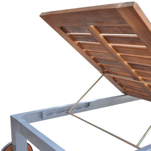 vidaXL Sun Lounger with Cushion Solid Acacia Wood Galvanized Steel
