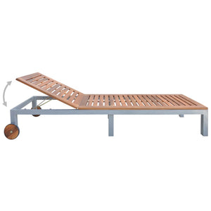 vidaXL Sun Lounger with Cushion Solid Acacia Wood Galvanized Steel