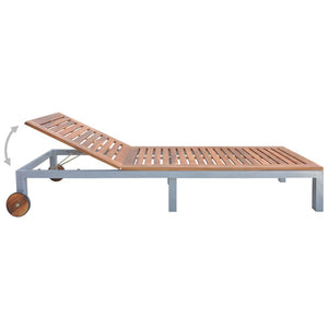 vidaXL Sun Lounger with Cushion Solid Acacia Wood Galvanized Steel