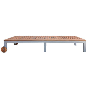 vidaXL Sun Lounger with Cushion Solid Acacia Wood Galvanized Steel