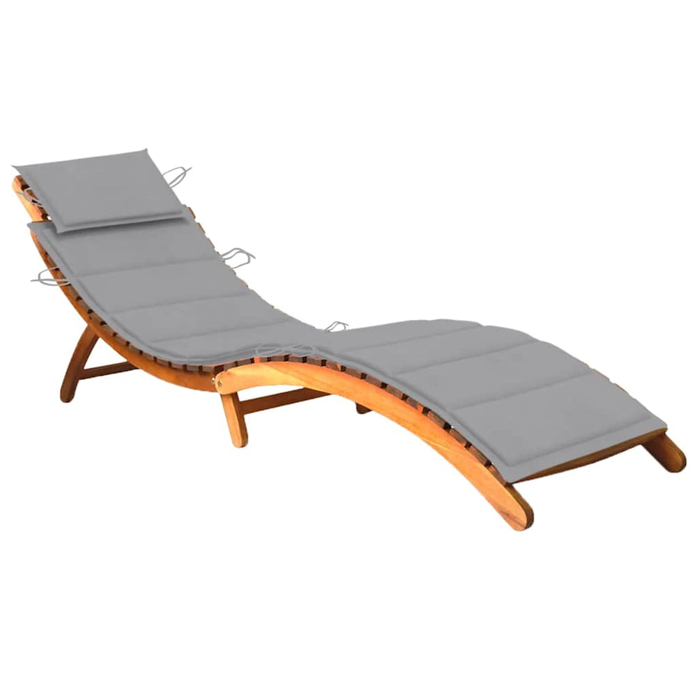 vidaXL Sun Lounger with Cushion Solid Acacia Wood