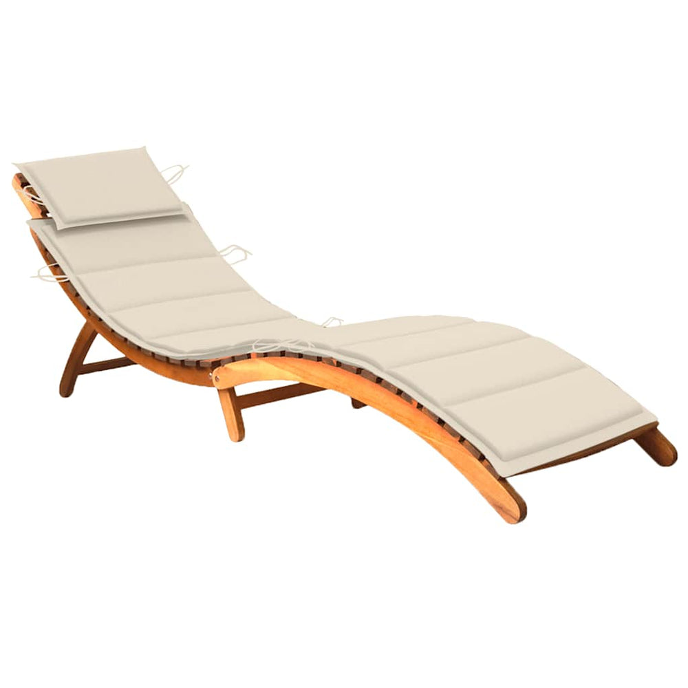 vidaXL Sun Lounger with Cushion Solid Acacia Wood