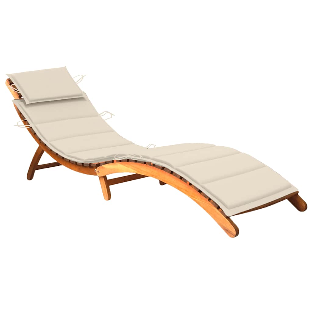 vidaXL Sun Lounger with Cushion Solid Acacia Wood