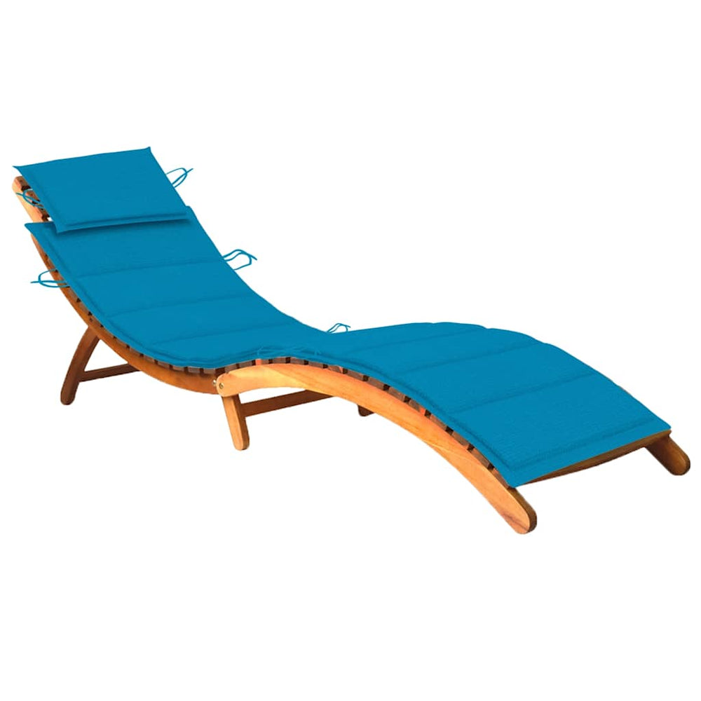 vidaXL Sun Lounger with Cushion Solid Acacia Wood
