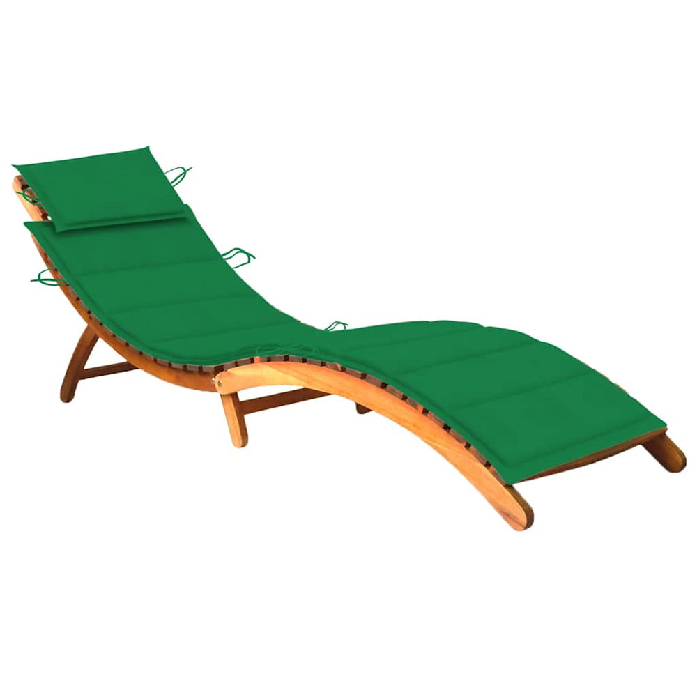 vidaXL Sun Lounger with Cushion Solid Acacia Wood