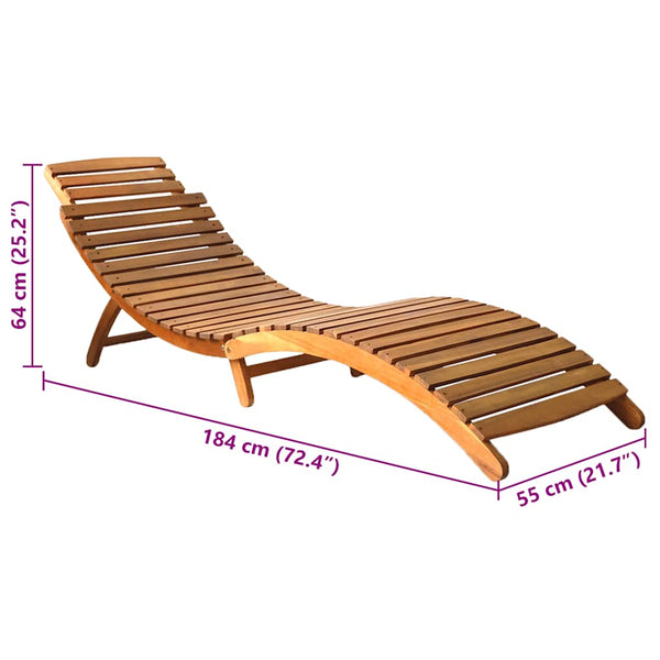 vidaXL Sun Lounger with Cushion Solid Acacia Wood