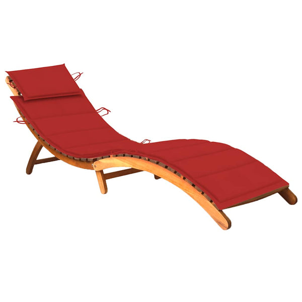 vidaXL Sun Lounger with Cushion Solid Acacia Wood