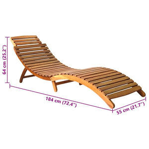 vidaXL Sun Lounger with Cushion Solid Acacia Wood