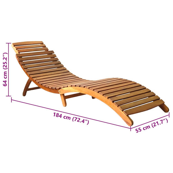 vidaXL Sun Lounger with Cushion Solid Acacia Wood
