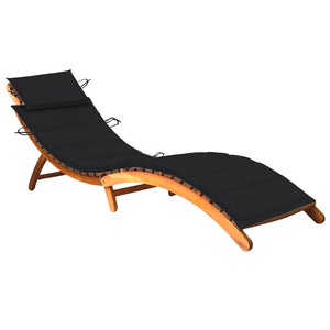 vidaXL Sun Lounger with Cushion Solid Acacia Wood