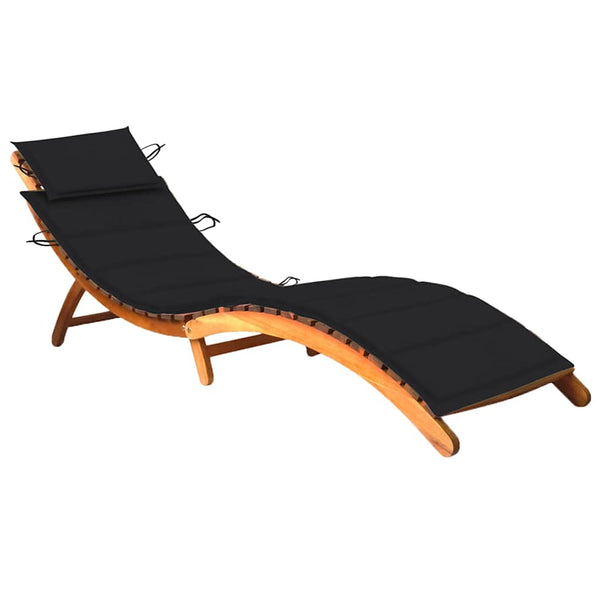 vidaXL Sun Lounger with Cushion Solid Acacia Wood