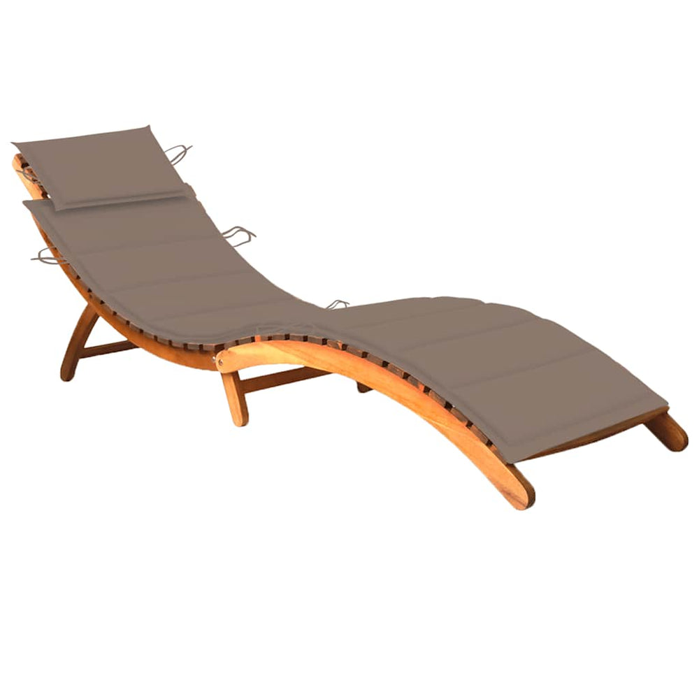 vidaXL Sun Lounger with Cushion Solid Acacia Wood