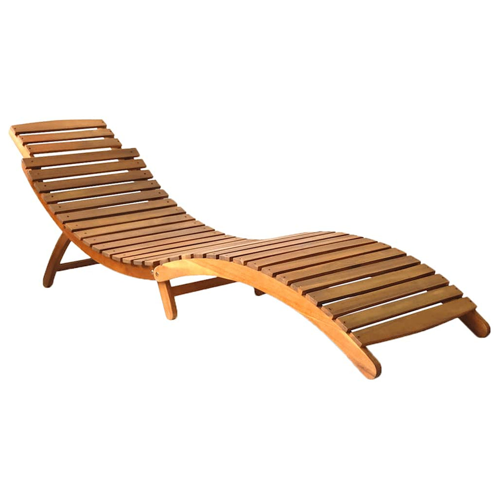 vidaXL Sun Lounger with Cushion Solid Acacia Wood