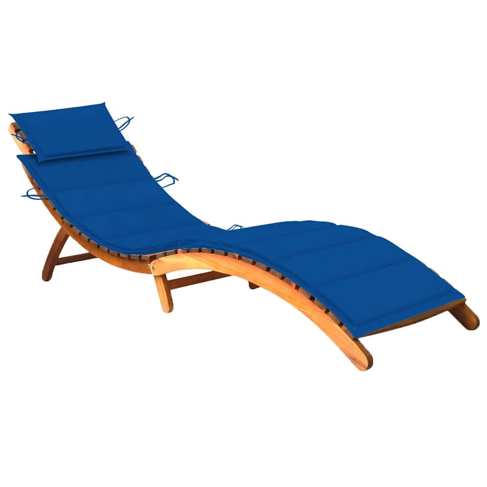 vidaXL Sun Lounger with Cushion Solid Acacia Wood
