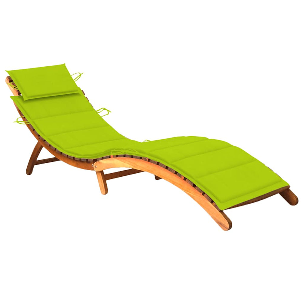 vidaXL Sun Lounger with Cushion Solid Acacia Wood