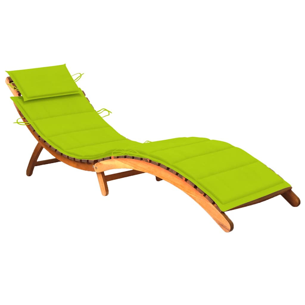 vidaXL Sun Lounger with Cushion Solid Acacia Wood