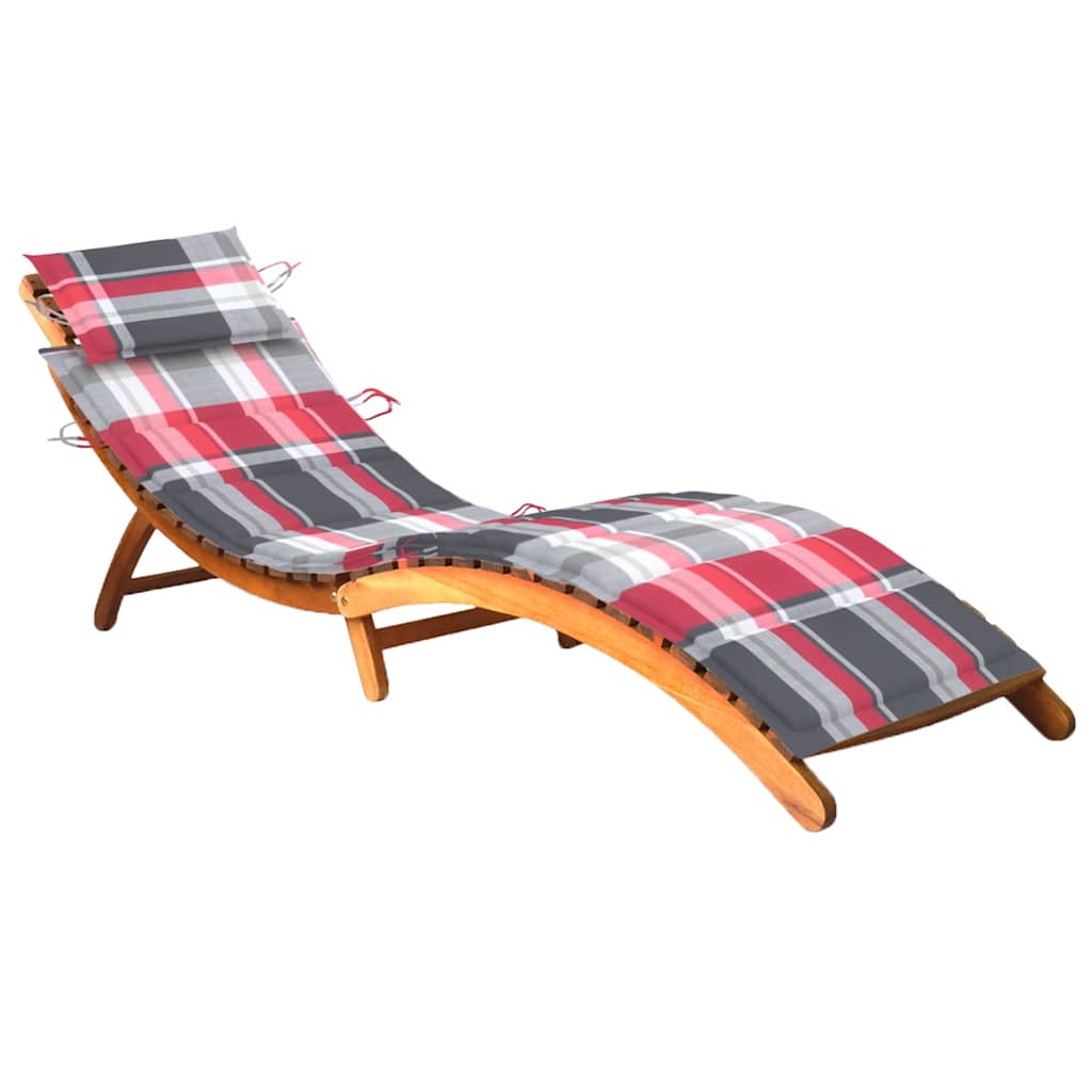 vidaXL Sun Lounger with Cushion Solid Acacia Wood