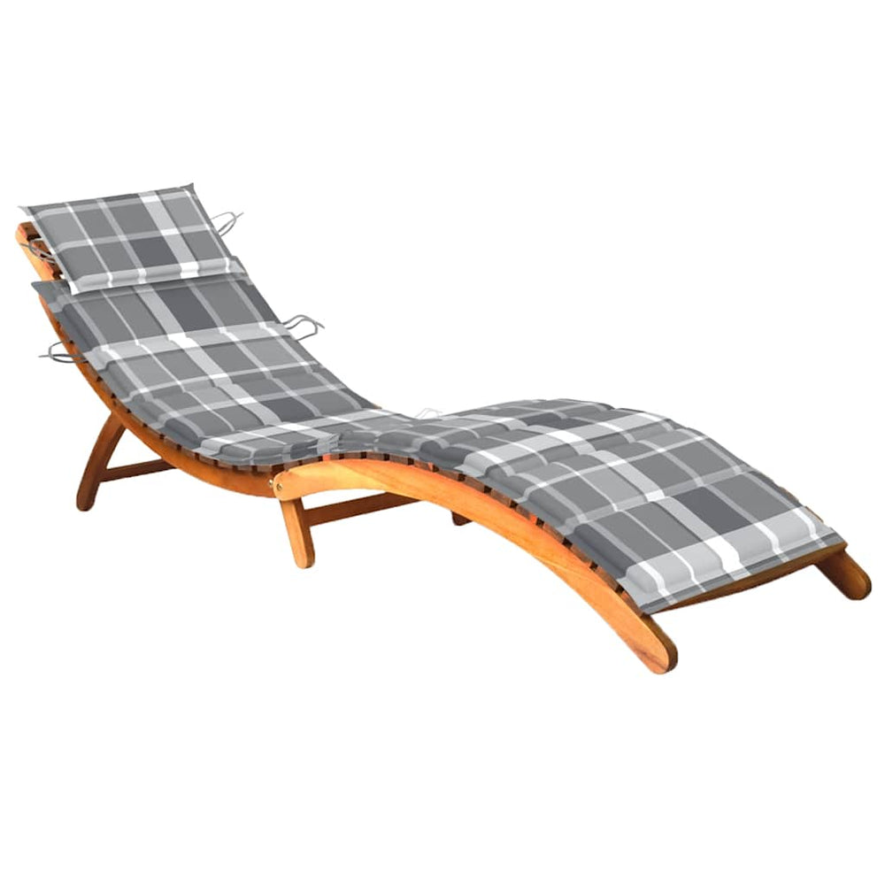 vidaXL Sun Lounger with Cushion Solid Acacia Wood