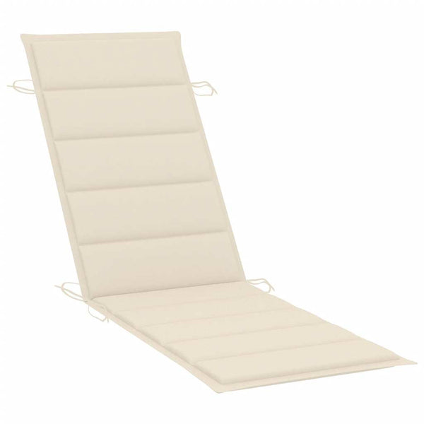vidaXL Sun Lounger with Table and Cushion Solid Acacia Wood