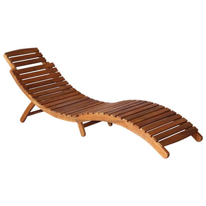 vidaXL Sun Lounger with Table and Cushion Solid Acacia Wood