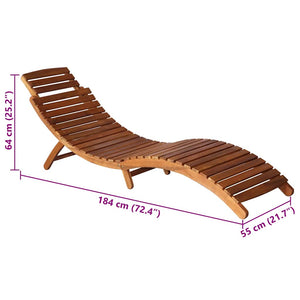 vidaXL Sun Lounger with Table and Cushion Solid Acacia Wood