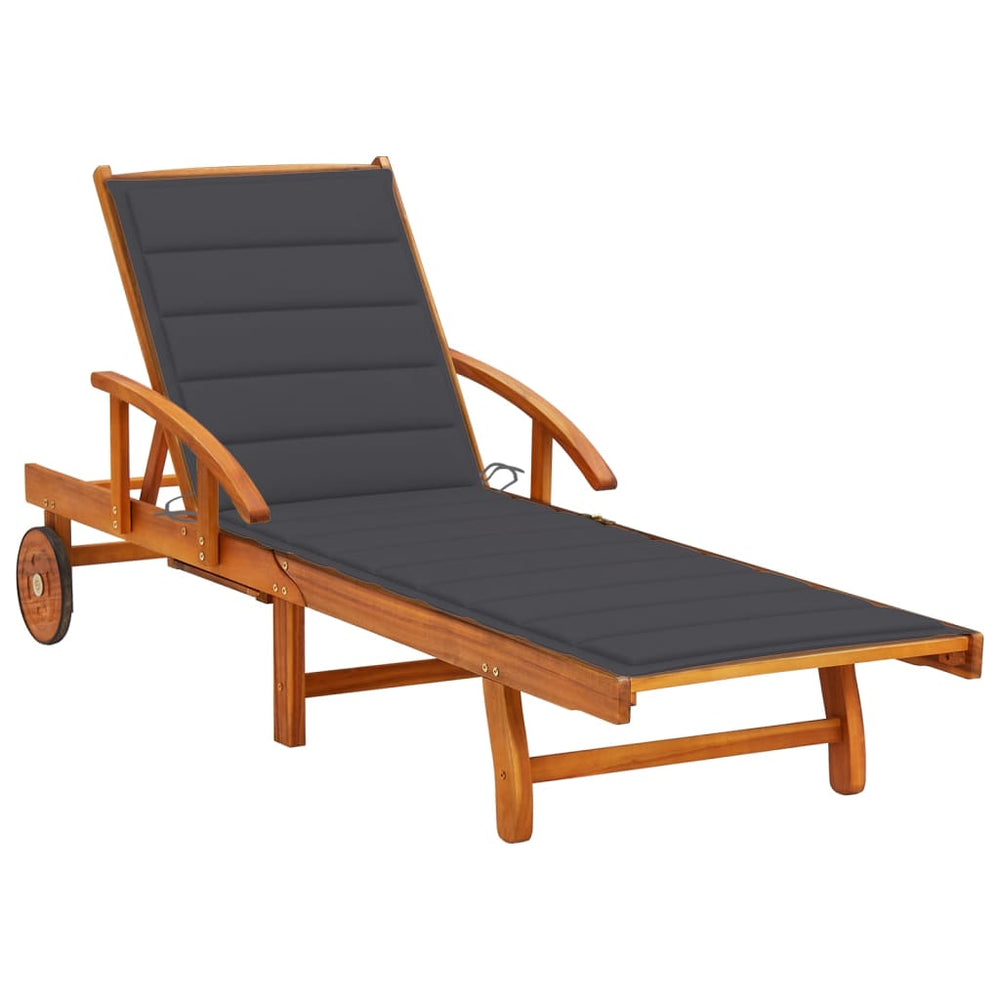 vidaXL Sun Lounger with Cushion Solid Acacia Wood