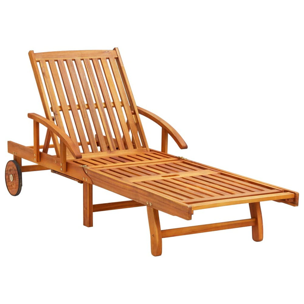 vidaXL Sun Lounger with Cushion Solid Acacia Wood