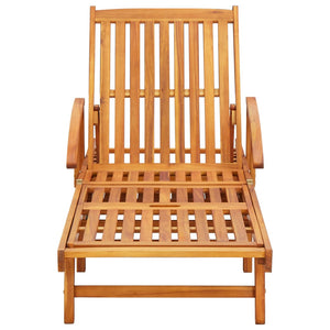 vidaXL Sun Lounger with Cushion Solid Acacia Wood
