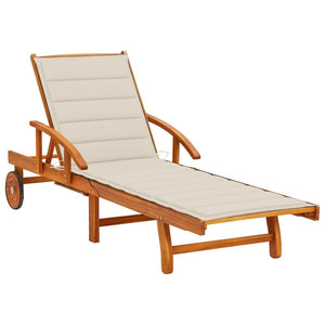 vidaXL Sun Lounger with Cushion Solid Acacia Wood