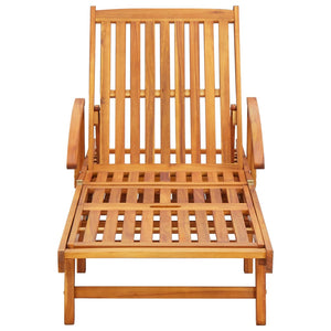 vidaXL Sun Lounger with Cushion Solid Acacia Wood