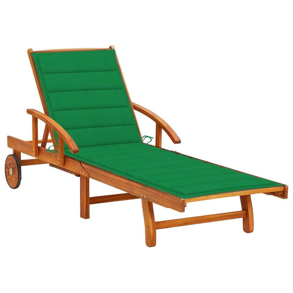 vidaXL Sun Lounger with Cushion Solid Acacia Wood