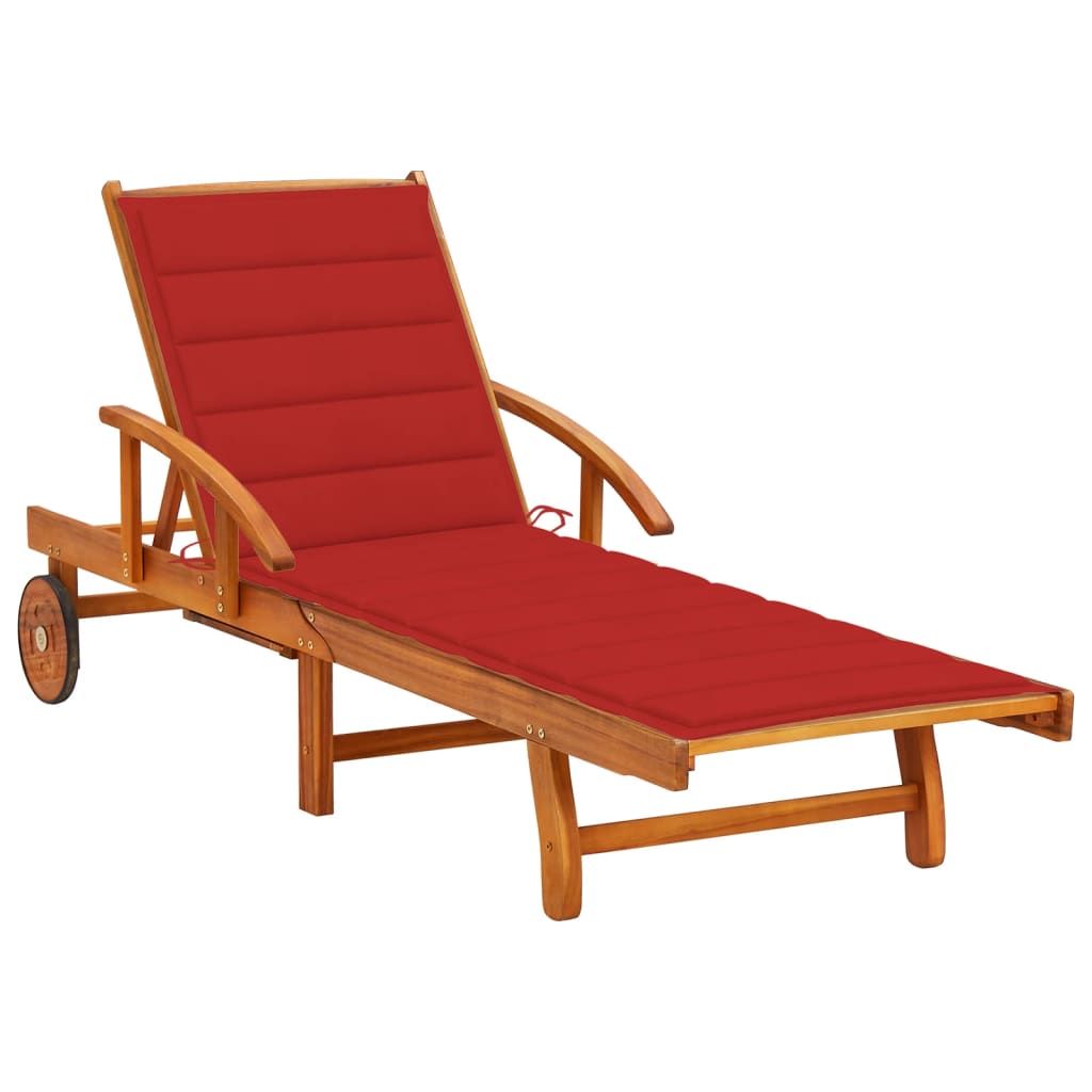 vidaXL Sun Lounger with Cushion Solid Acacia Wood
