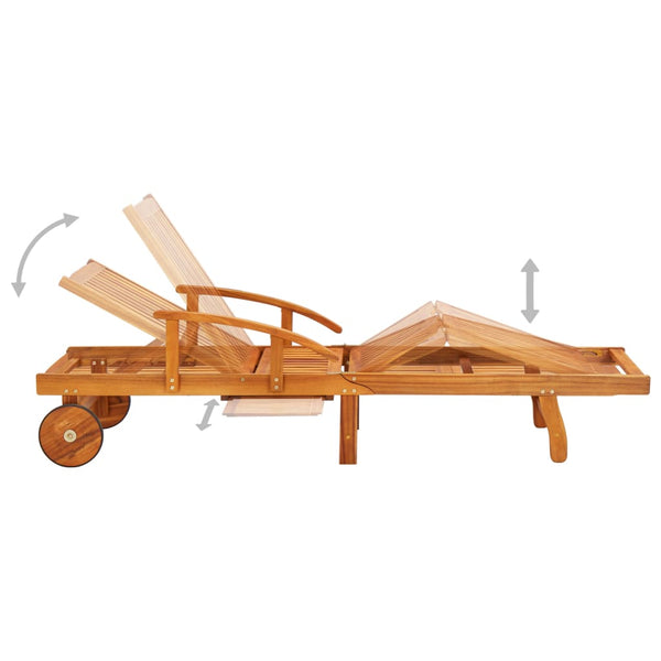 vidaXL Sun Lounger with Cushion Solid Acacia Wood